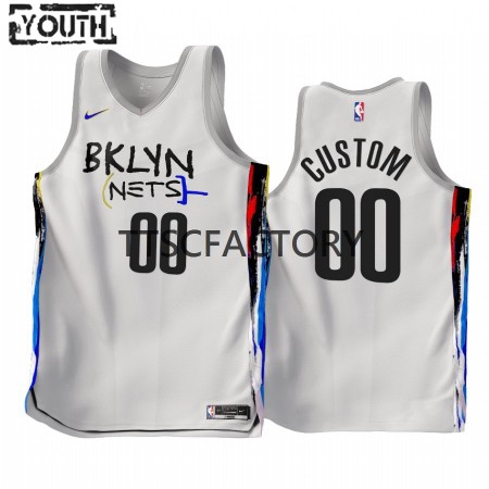 Maglia NBA Brooklyn Nets Personalizzate Nike 2022-23 City Edition Bianco Swingman - Bambino